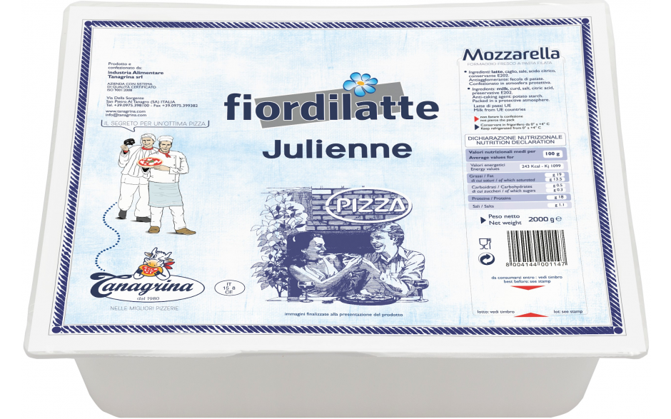 Tanagrina mozzarella fior di latte julienne 1 x 2 kg