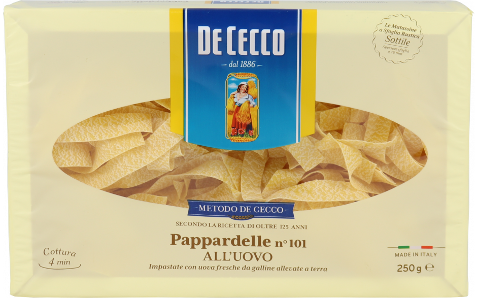 De Cecco pappardelle all'uovo nr 101 - 250 GR