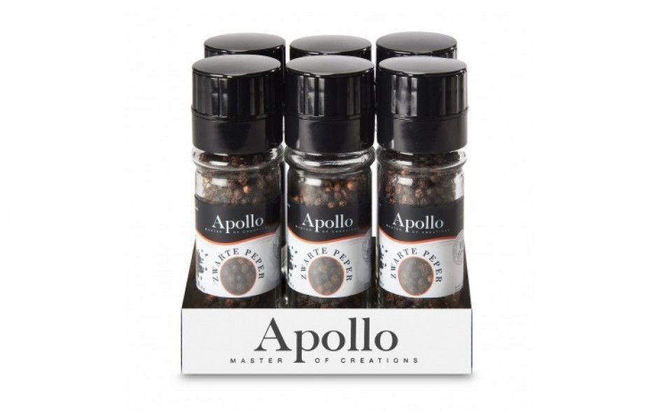 Apollo zwarte peper molen 6 x 45 gr