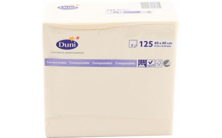 Duni finess servet champagne 2 laags 40/40cm 1 x 125 st