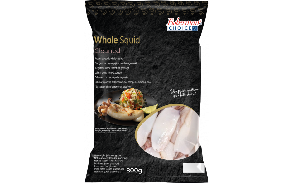 Fisherman's choice whole cleaned squid 10/20 stuks 1 x 800 gr